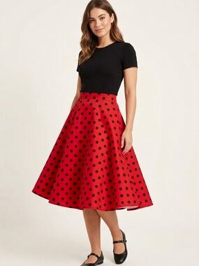 Red Polka Dot Circle Skirt NWT xxl Retro Core Cosplay